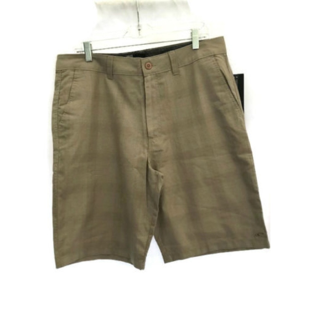 O'Neil Mens Flat Front Delta Shorts Khaki Sz 34